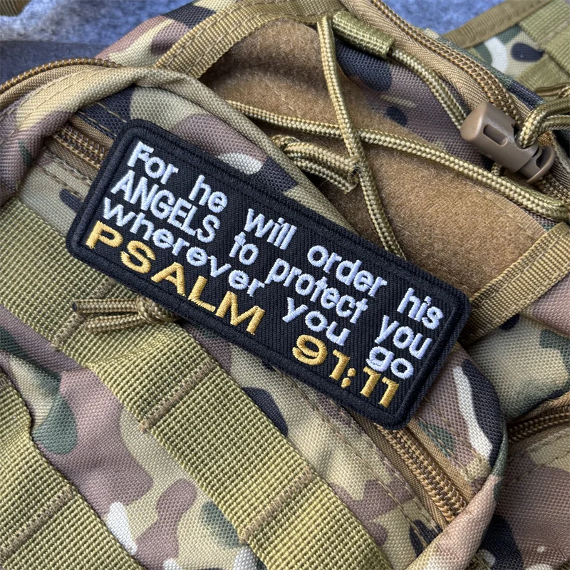 Parche bordado táctico "Scritture Verse 91:11", gancho para ropa, insignias de moral de Jesús, parches, pegatinas para mochila - imagen 2