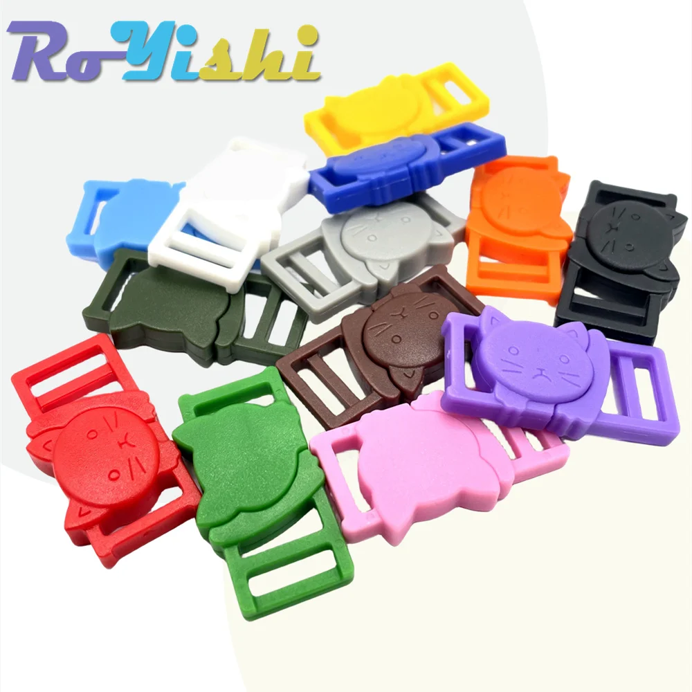 Hebillas de plástico con cabeza de gato, accesorios de ropa de seguridad para sujetador, Collar de gato, Paracord, 3/8 pulgadas, 12 unids/lote por paquete - imagen 4