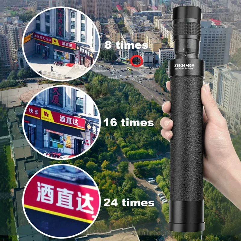 Telescopio Monocular con Zoom 8-24X40, monocular potente para caza, Camping, binoculares, telescopio astronómico - imagen 4