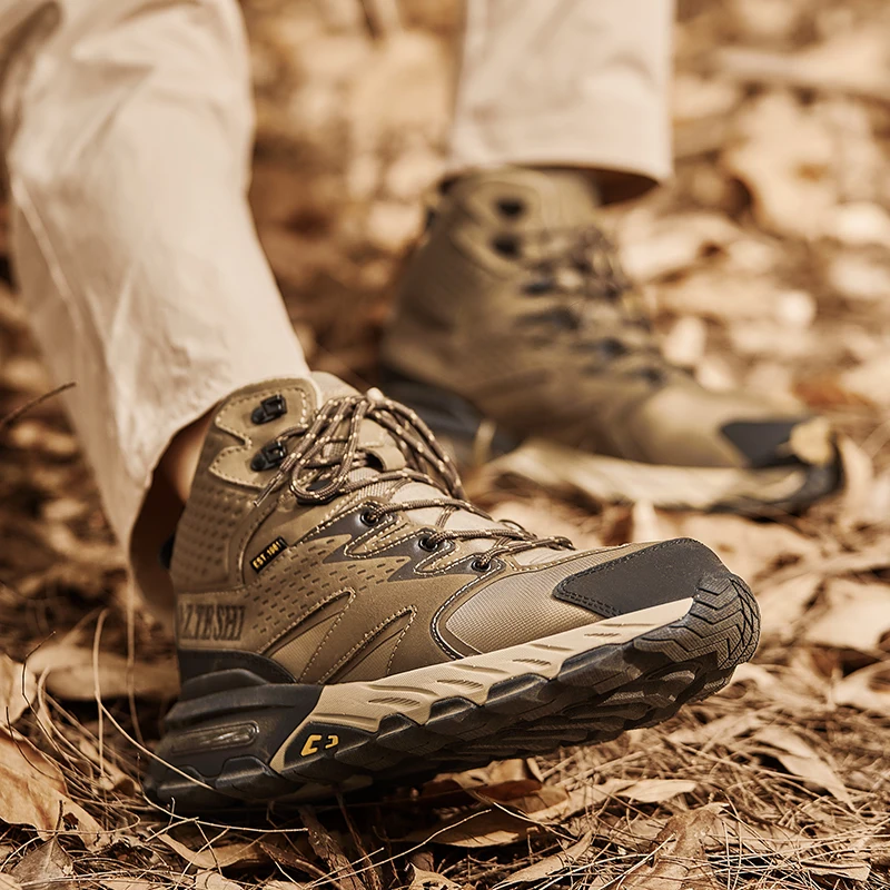 O.Z.TESHI-Botas de senderismo de cuero de vaca para hombre, botines impermeables de combate táctico para el desierto, zapatillas de montaña informales, zapatos de caza - imagen 5