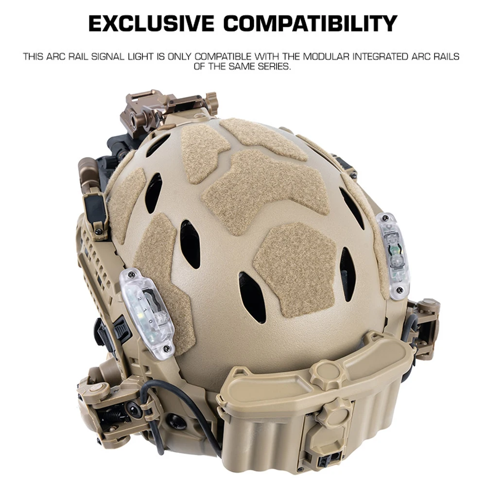 2Pcs Taktische Helm Licht ARC Schiene Signal Licht IR/Weiß LED Taschenlampe für Airsoft Militar Ausbildung ARC modulare Schnelle Helm - imagen 5