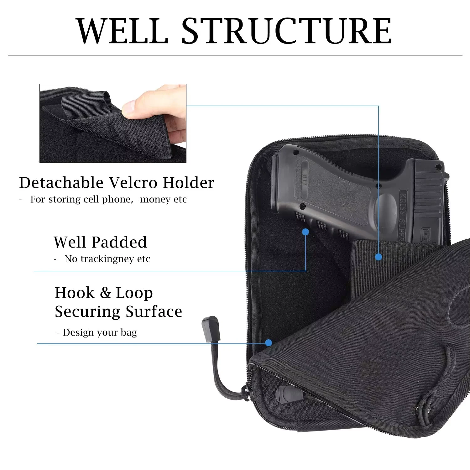 Molle-funda táctica oculta para pistola, bolsa EDC para revistas para pistolas universales, funda de transporte, riñonera de cintura - imagen 3