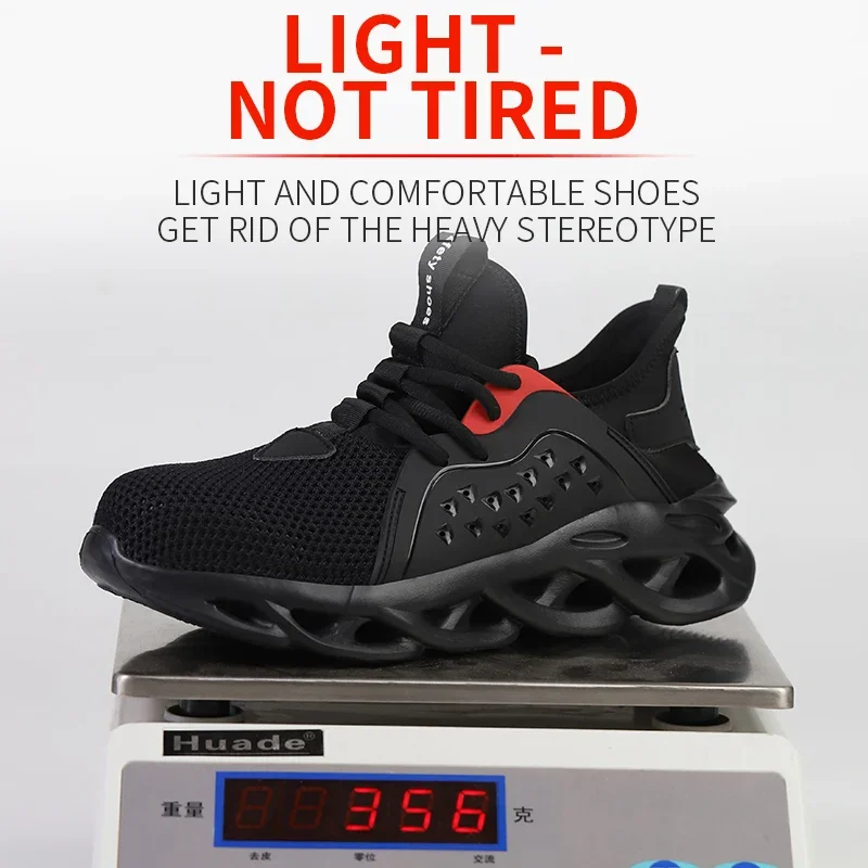 Zapatos de seguridad para el trabajo para hombre, botas transpirables de verano, zapatillas de trabajo con punta de acero antigolpes para seguridad en la construcción - imagen 4