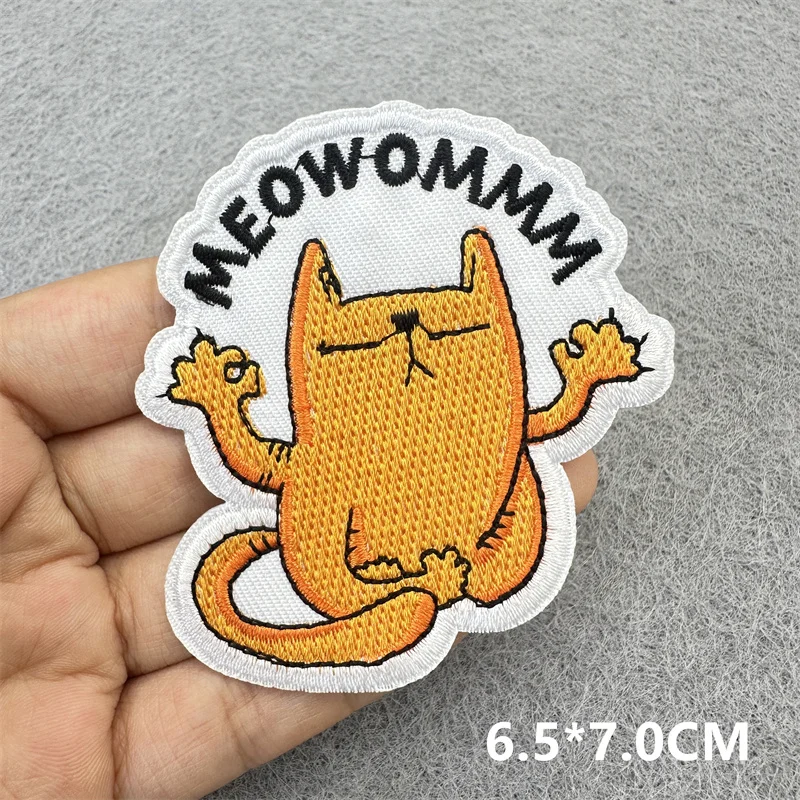 Parches bordados de dibujos animados para ropa, parche de gato bonito a rayas, parches para planchar para ropa, insignias de animales DIY en mochila - imagen 5