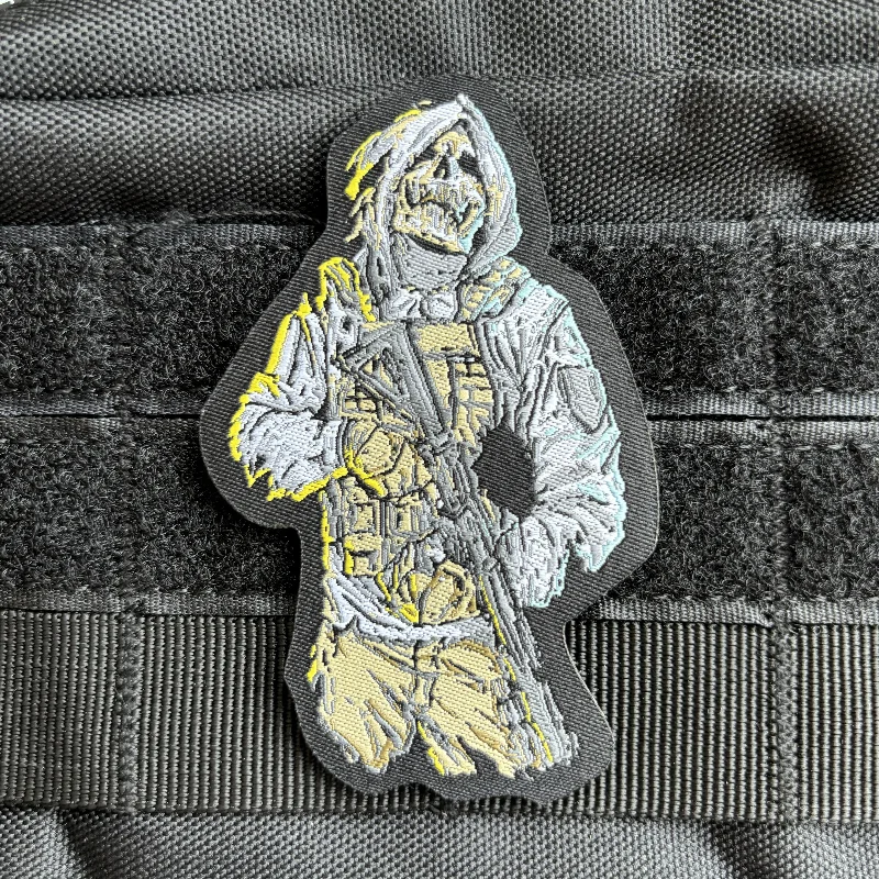 Parche de moral de la muerte, parches bordados con gancho y bucle de guerrero Reaper para ropa, insignia táctica, brazalete militar, pegatina para mochila - imagen 2