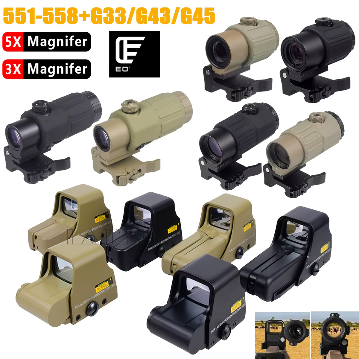 Colimador holográfico Eotech 558 en vista frontal