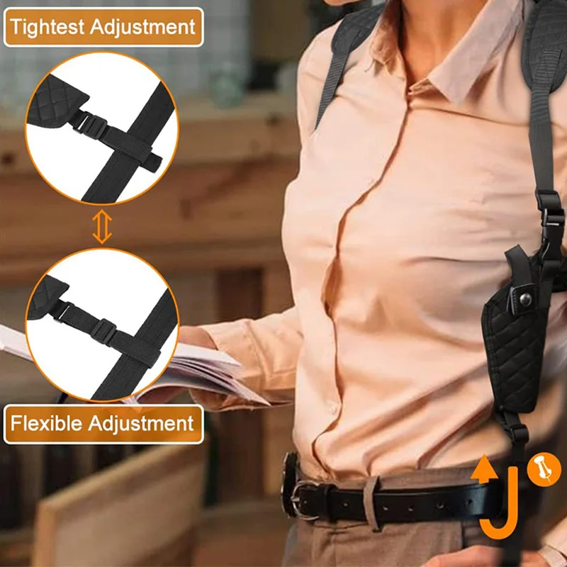 Funda de pistola táctica de hombro oculto, funda Vertical ajustable con 2 bolsillos magnéticos para Glock 19 17 Beretta 9mm - imagen 5