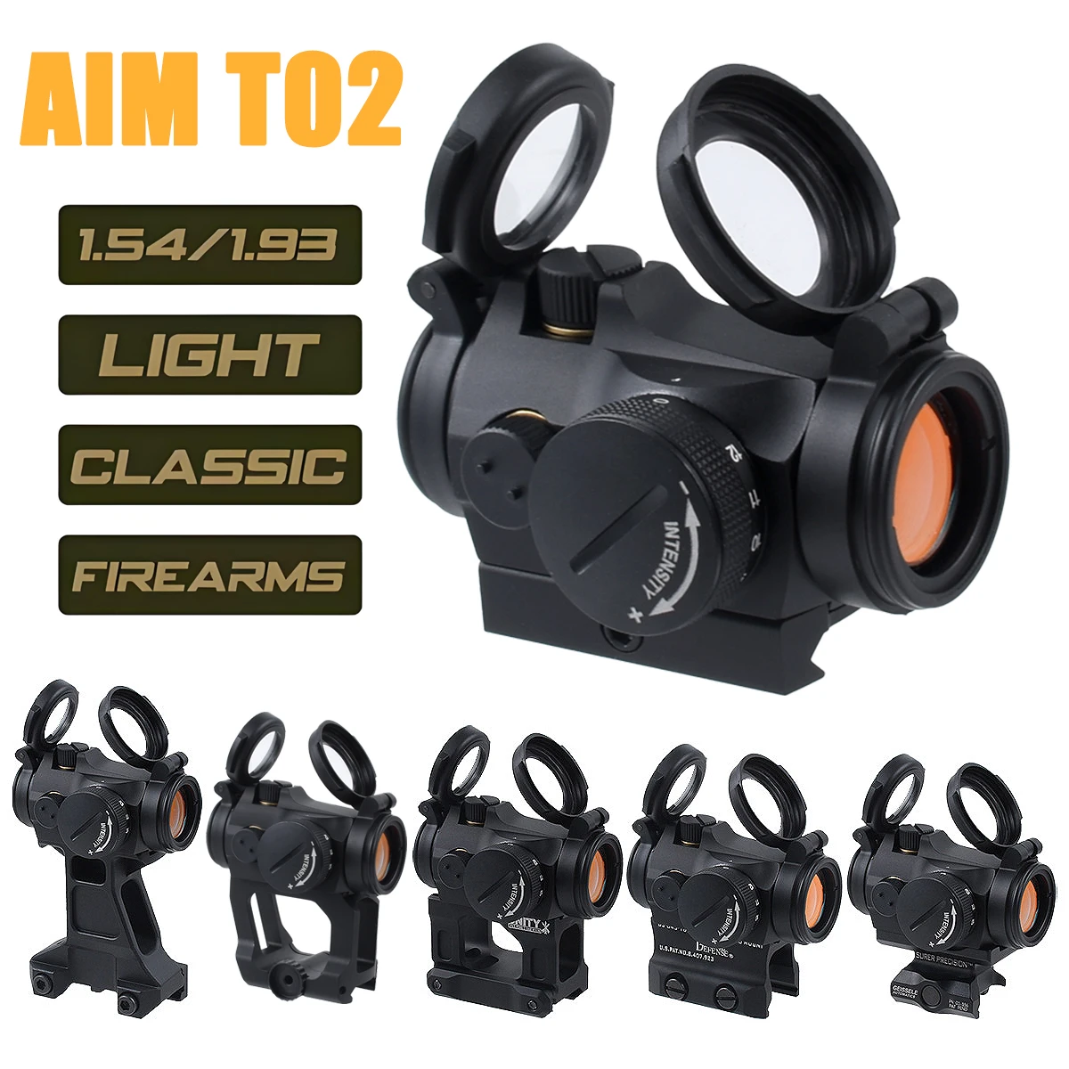 Mira telescópica táctica AIM T02 Red Dot con soporte elevador, óptica reflejo 2MOA T02, mira telescópica de punto rojo con logotipo de marcado Original - imagen 2