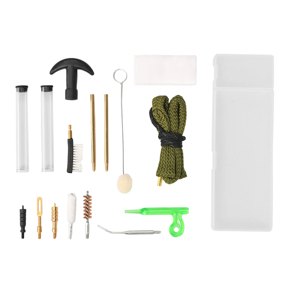 Kit de limpieza de pistola táctica, cepillos de limpieza de pistola de 9mm, cuerda limpiadora de orificios, herramientas de limpieza de barril Cal, accesorios para pistola de caza, 17 Uds. - imagen 2