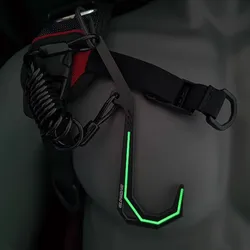 Gancho de flujo noctilucente para buceo con cuerda de resorte doble magnética, hebilla de aleación de titanio y fibra de carbono, caja de almacenamiento luminosa