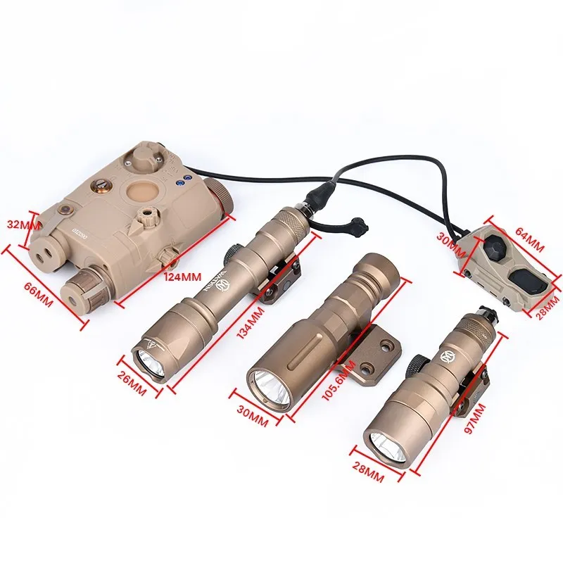 Conjunto de láser táctico PEQ LA5B rojo azul verde punto PLHv2 Scout luz PEQ15 caza blanco linterna LED UNAxon botón interruptor - imagen 5