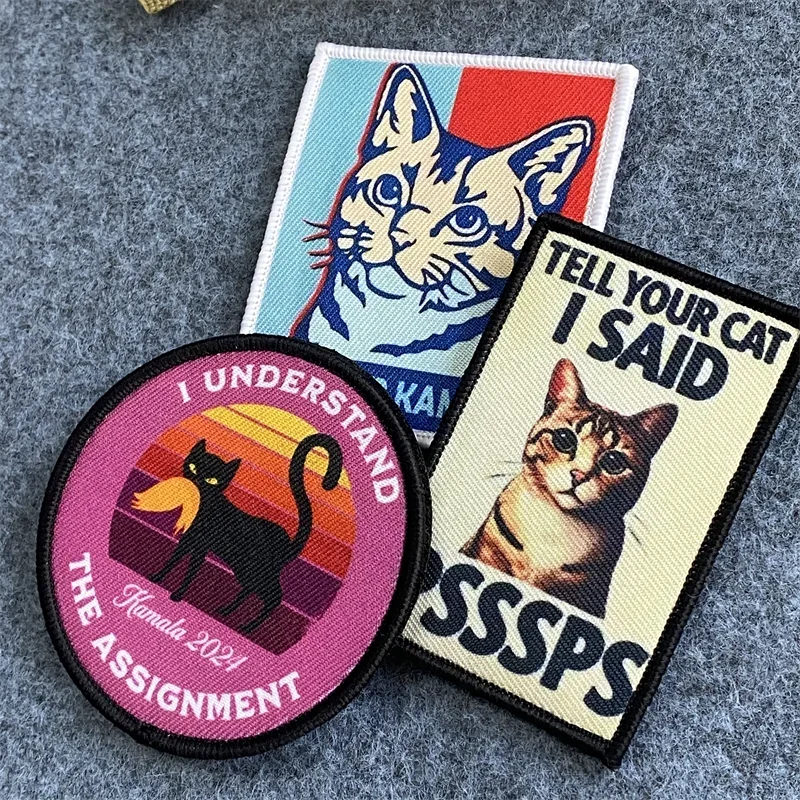 Lindo parche con estampado de gatito, insignia de moral táctica, pegatina de decoración de ropa, mochila con gancho y bucle, "tell Your Cat I Said pssps" - imagen 2