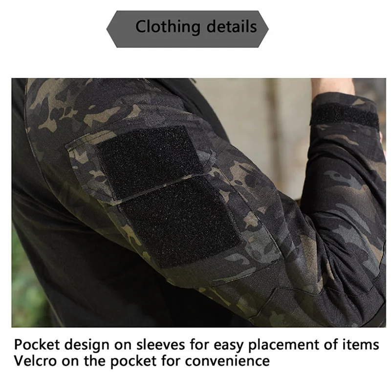 Camisetas tácticas para senderismo al aire libre para hombre, camisa de combate militar del ejército CP de camuflaje de manga larga para caza y escalada, ropa deportiva de algodón - imagen 4