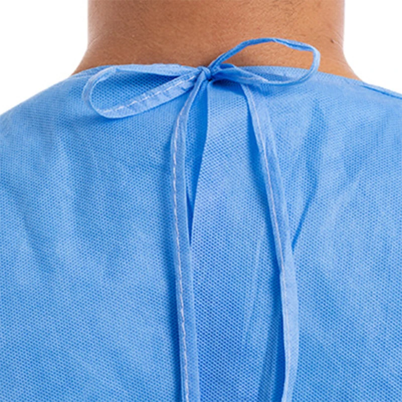 Ropa de protección no tejida desechable, ropa de aislamiento de trabajo gruesa azul, bata Dental antimanchas de aceite, bata de enfermería - imagen 5