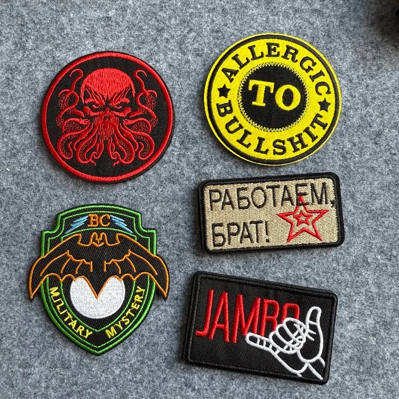 Insignia de moral divertida, parche táctico "ALLERGIC TO BULLSHIT", brazalete militar, parches bordados para chaqueta, mochila