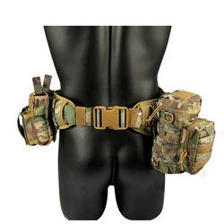 Cinturón táctico camuflaje exterior MOLLE con bolsas y accesorios