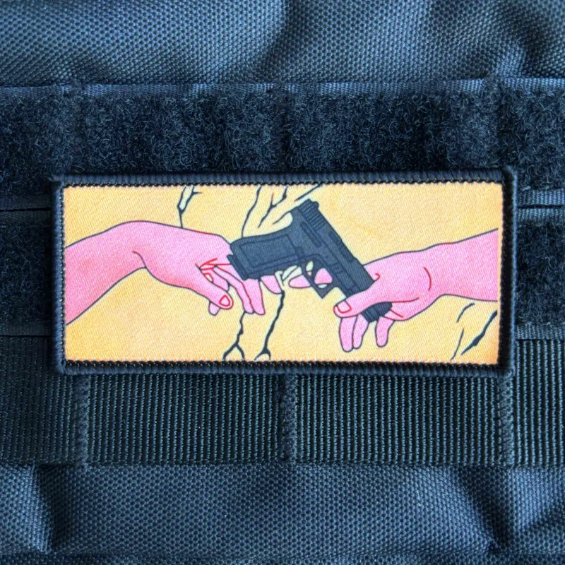 Genesis parche táctico pistola Dios y Adam moral insignia impresión gancho y bucle divertido casco apliques mochila militar pegatina - imagen 4