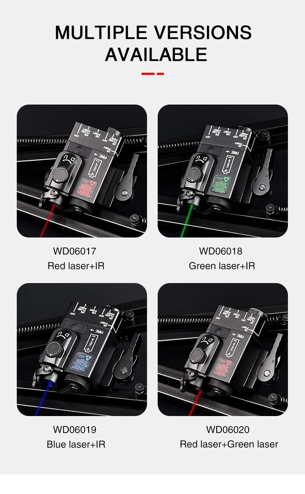 WADSN Airsoft MINI DBAL-A2 IR mira luz estroboscópica rojo verde azul punto láser CNC Metal Mini Dbal A2 caza Scout luces 20MM riel - imagen 3