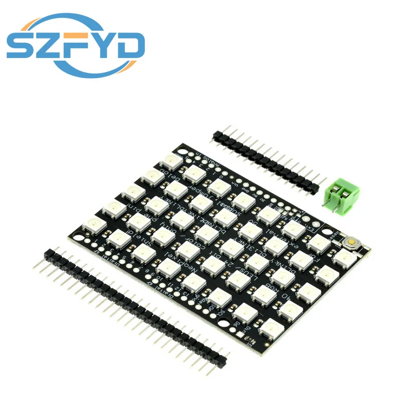 Lámpara de anillo LED WS2812 5050 RGB, tira de módulo WS2812B, 40 Bits, 5x8 bits con controladores integrados RGB 40 para luces LED Arduino - imagen 4