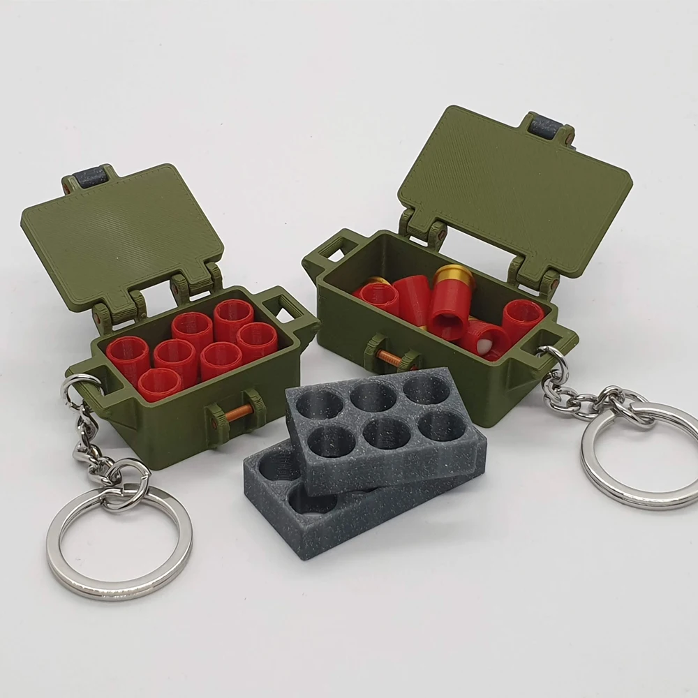 Llavero con caja de concha de escopeta, juguete de dos tamaños que sostiene 6 o 8 conchas, llavero impreso en 3D, juguetes de descompresión, colgante para mochila - imagen 4