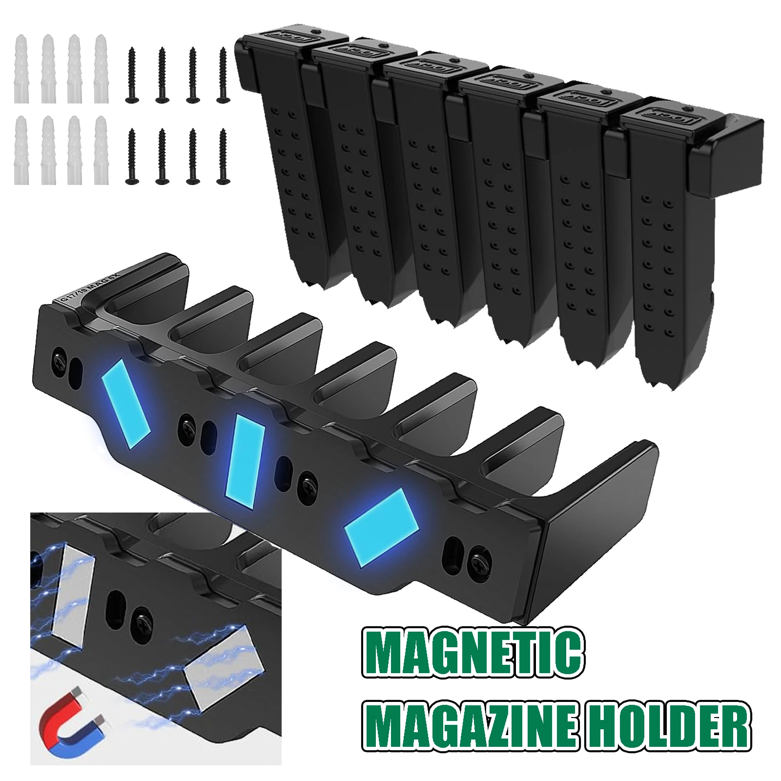 Portarrollos magnético para Glock con imán más fuerte N52, pantalla de pared Mag, sistema de organización de almacenamiento, pared segura para pistola