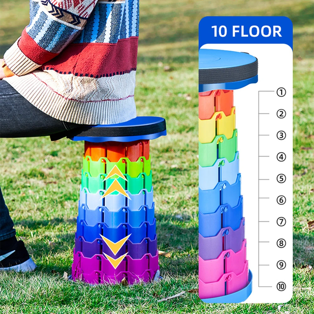 Sillas retráctiles para exteriores, taburete portátil ajustable, silla plegable telescópica para acampar y pescar - imagen 4