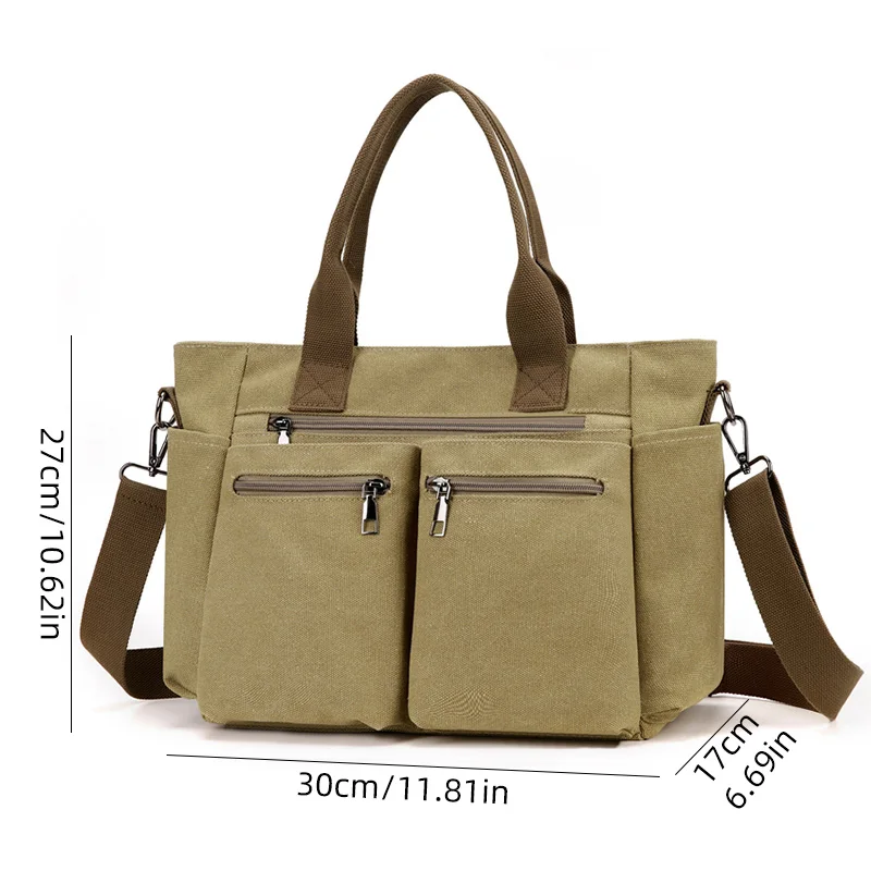Bolso de hombro tipo bandolera de lona para mujer, bolso de compras exterior de gran capacidad, bolso de mensajero, bolso de transporte portátil para ir al trabajo - imagen 3