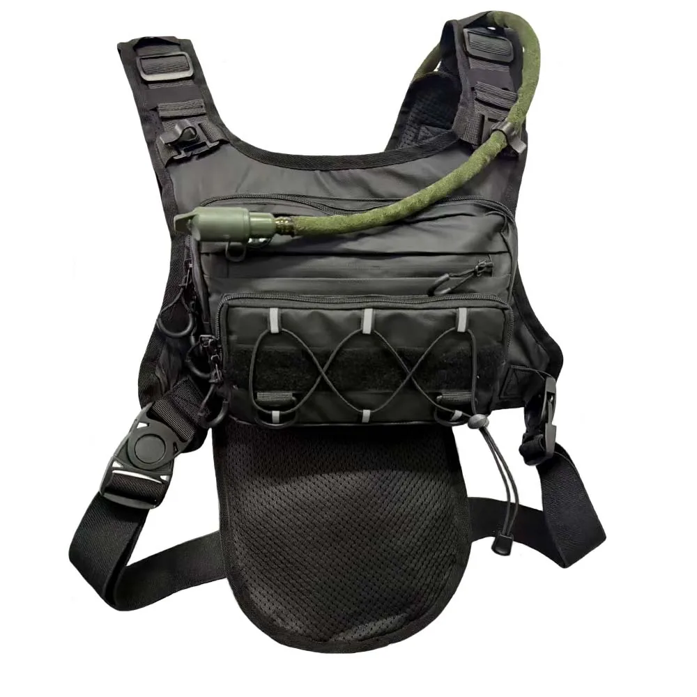 Bolsa de pecho táctica para exteriores, chaleco multifuncional, mochila deportiva para ciclismo con múltiples bolsillos, bolsa de agua, chaleco para correr con bolsa de agua de 3L - imagen 4