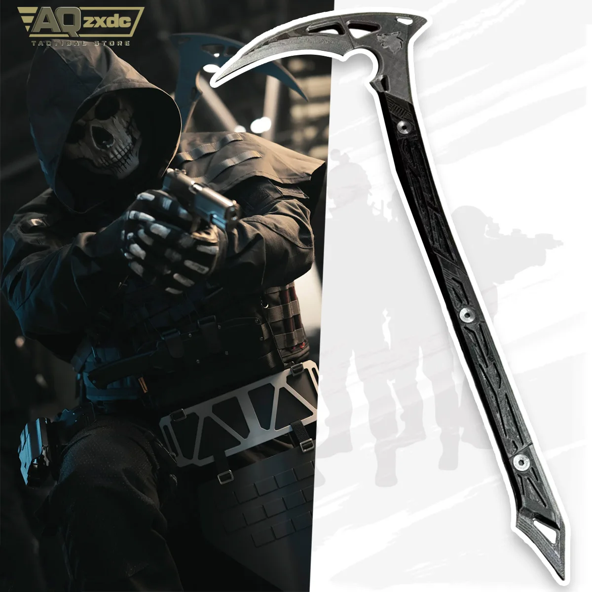 AQzxdc Ghost Death Scythe COD16 Death Angel Death Ghost COS Scythe Death Axe para fiesta de disfraces de Halloween
