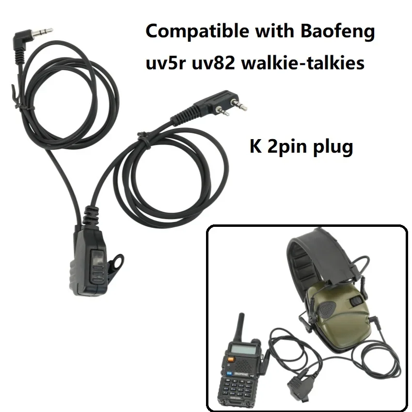 TS TAC-SKY protección auditiva electrónica táctica orejeras para disparar Walkie Talkie accesorio para Baofeng Uv5r Uv82v Walkie Talkie - imagen 5