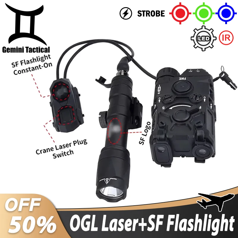 Linterna táctica OGL punto rojo verde azul IR láser SF M300A M600C luz estroboscópica LED explorador interruptor remoto Dual para arma de caza - imagen 2