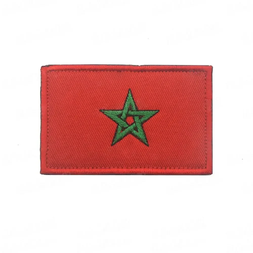 Insignia de moral de la bandera marroquí, pegatinas para brazalete con gancho y bucle, parches bordados, parche para mochila táctica para ropa, pegatina militar - imagen 2