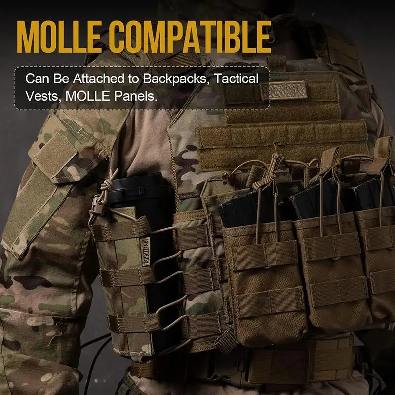 OneTigris Molle Funda para botella de agua, soporte para botella de agua ajustable de 34 oz, soporte para cantimplora MOLLE, bolsa para botella minimalista ROC - imagen 4