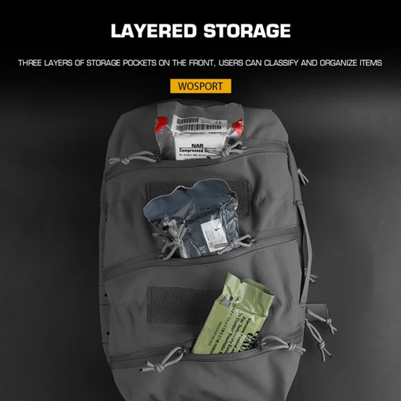WOSPORT Mochila grande de primeros auxilios, ligera, duradera, resistente a desgarros, organizador médico, diseño táctico, preparación para desastres - imagen 3
