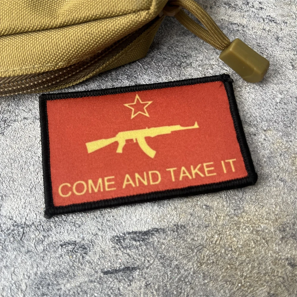 AK47 Come and Take It parches de gancho y bucle impresos para ropa insignia de moral táctica brazalete del ejército militar pegatina para mochila - imagen 4