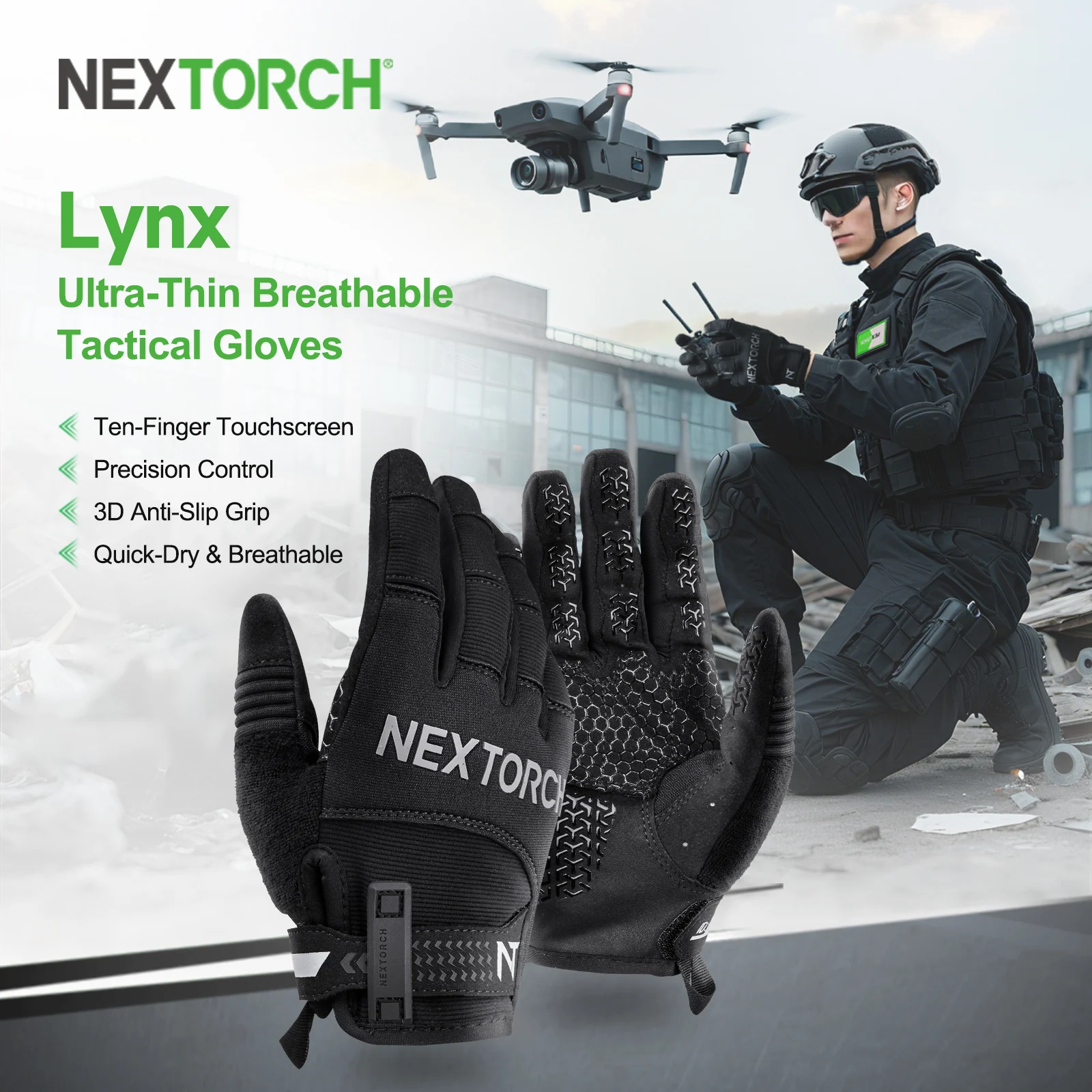NEXTORCH Guantes tácticos Airsoft negro para hombre pantalla táctil - imagen 2