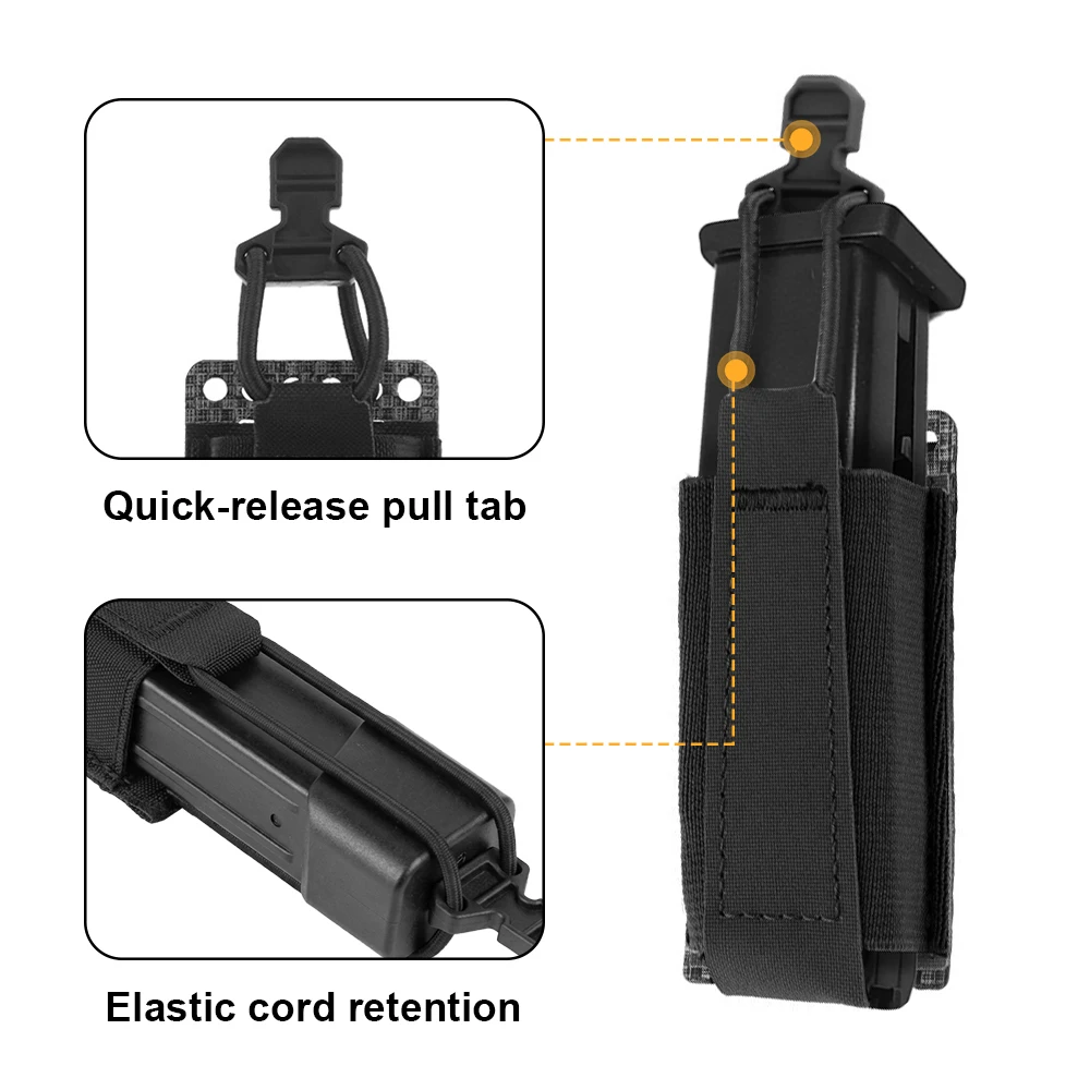 Funda táctica individual porta cargadores pistola 9 mm elástica - imagen 3