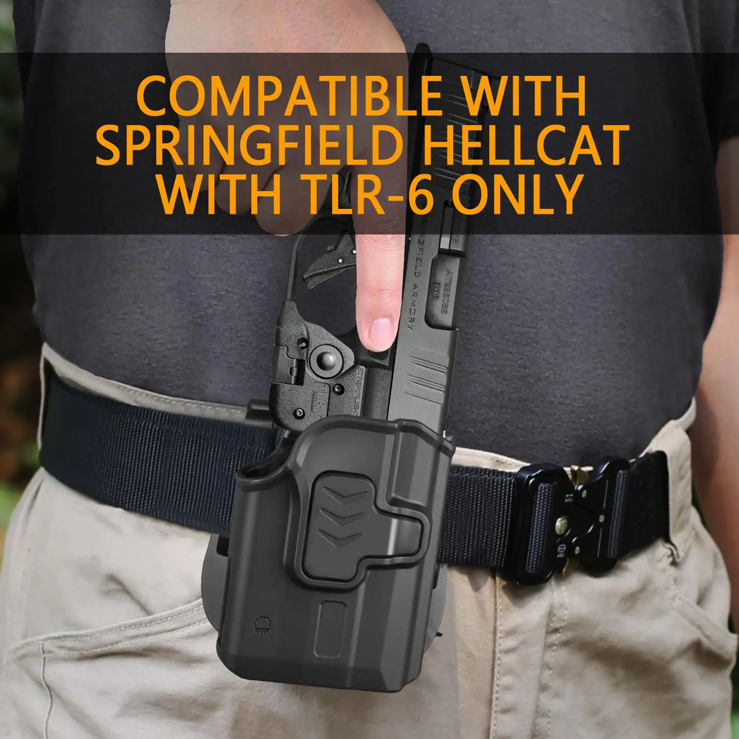 Compatible con Hellcat + TLR-6, solo funda, funda OWB nivel II, solo para Springfield Hellcat,TLR6, funda de transporte con cinturilla exterior, mano derecha - imagen 4