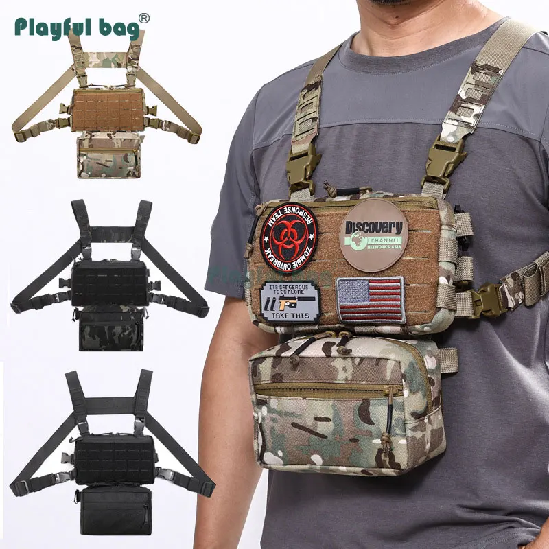 Bolsa de pecho táctica para exteriores, chaleco funcional MOLLE, chaleco deportivo de camuflaje, bolsa, equipo de viaje de caza AVA110 - imagen 2