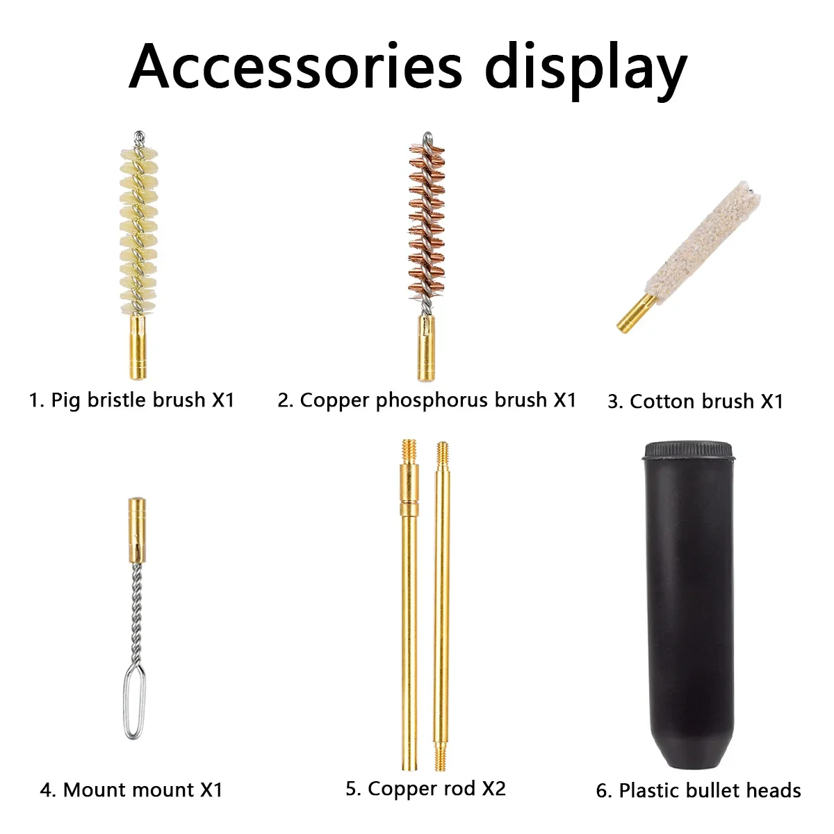 7 unids/set Kit de limpieza de pistola profesional cepillo de varilla de pistola de mano herramientas de brillo de orificio de pistola de caza pistola multiusos de tamaño de bolsillo de 9mm - imagen 3