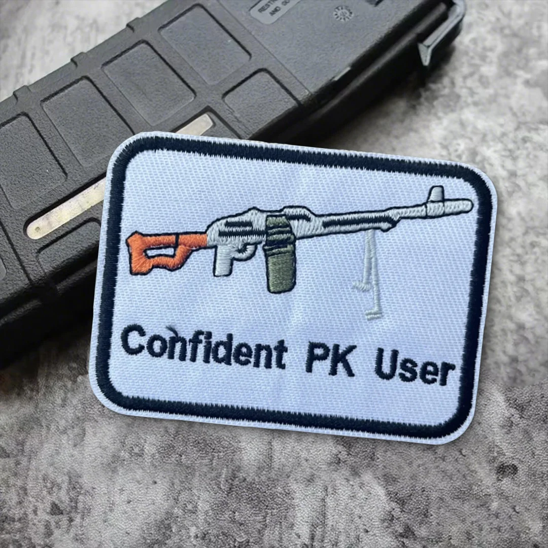 Parche bordado táctico para pistola de usuario PK, parches de gancho y bucle bordados, insignia de moral, pegatinas para mochila militar
