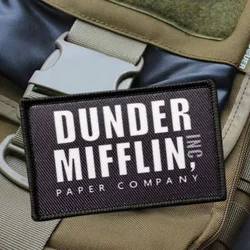 Parche estampado DONDER MIFFLIN, insignia de moral táctica militar con gancho y bucle, pegatina decorativa para mochila, parches para brazalete para ropa