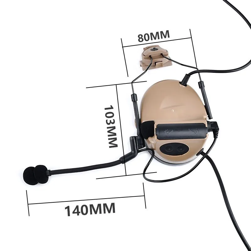 WADSN, auriculares tácticos de acción II, auriculares de caza, U94, PTT, Kenwood, con adaptador de riel para casco, auriculares de orejeras suaves - imagen 3