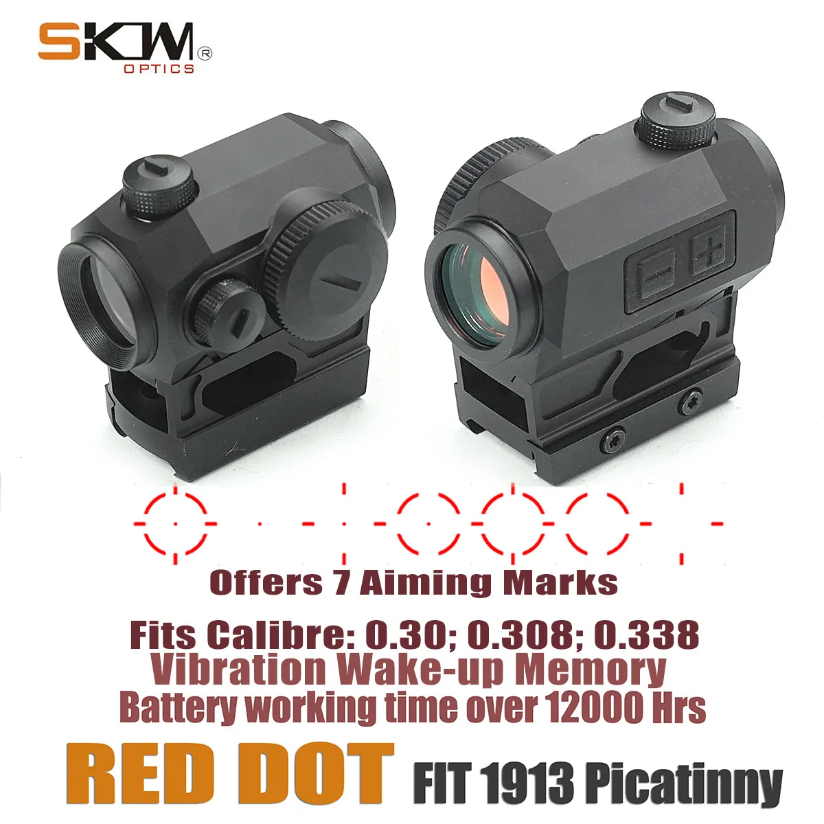 Alcance táctico AK, 2 puntos rojos MOA 1x21, mira óptica SKWoptics AR