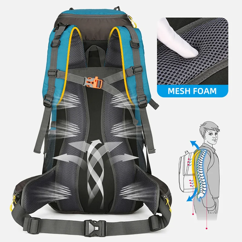 Mochila de gran capacidad para acampar, bolsa de hombro doble para senderismo, viajes, deportes al aire libre, impermeable, escalada, montañismo, 70L - imagen 4