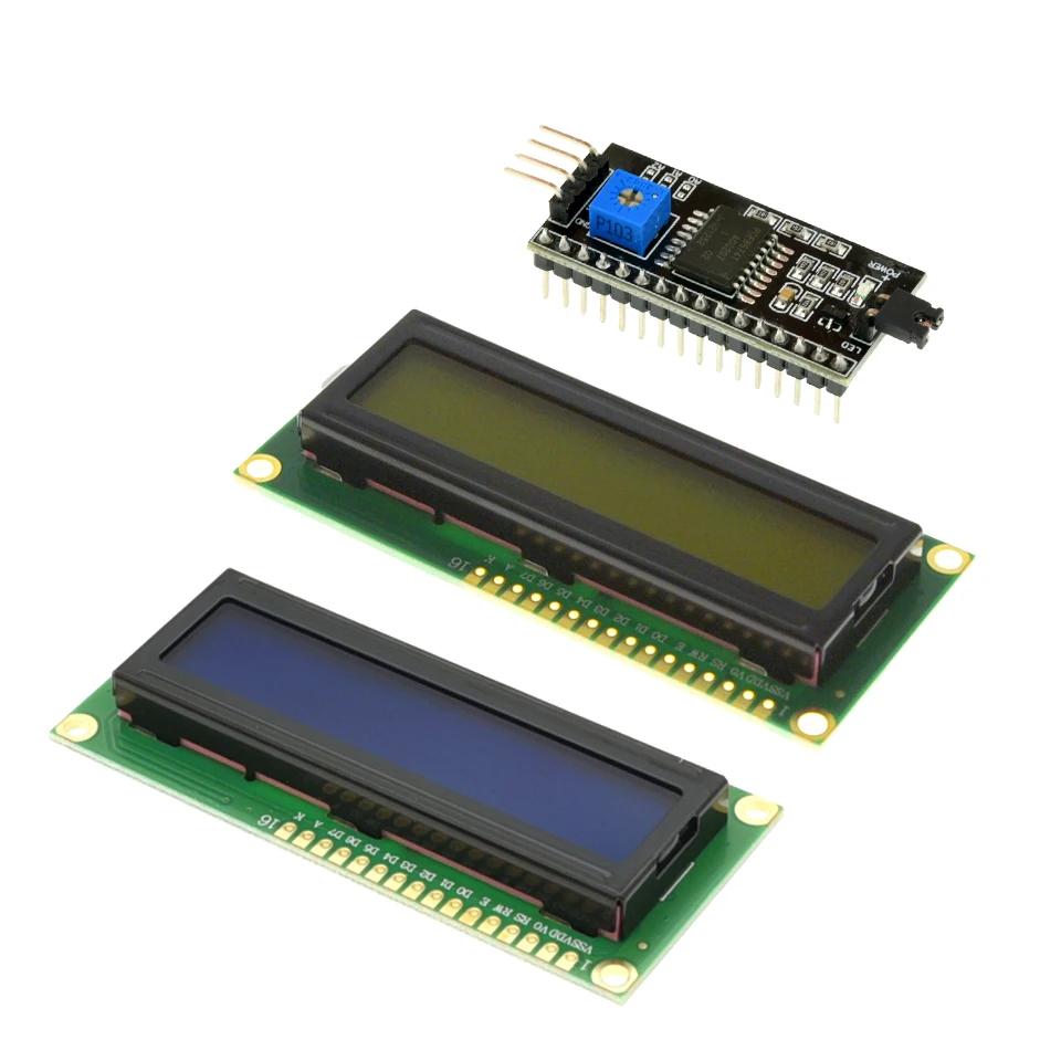 Módulo LCD LCD1602 1602 pantalla azul/amarilla verde pantalla LCD de 16x2 caracteres PCF8574T PCF8574 interfaz IIC I2C 5V para Arduino