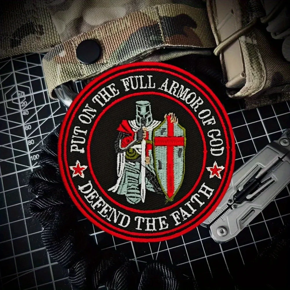 PUT ONTJE ARMOR COMPLETO DE DIOS DEFENDER EL FED Moral parche bordado insignia táctica militar brazalete gancho y bucle mochila pegatinas - imagen 5