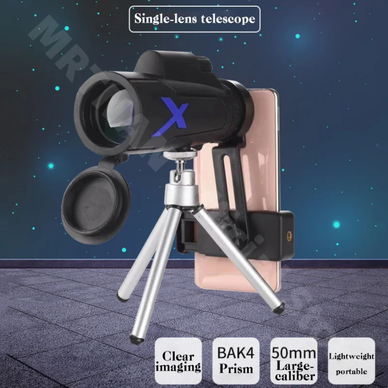 Telescopio portátil 12x50 con Zoom HD 5000M, Mini telescopio potente plegable de larga distancia para Deportes de caza, viajes de acampada al aire libre