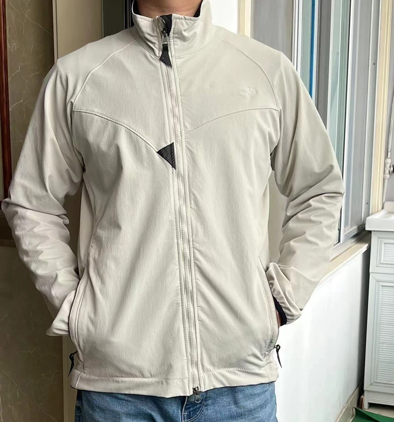 Chaqueta elástica de concha suave con cuello vertical y cremallera oblicua, nueva chaqueta para ir al trabajo al aire libre para hombre, cortavientos informal para senderismo - imagen 2