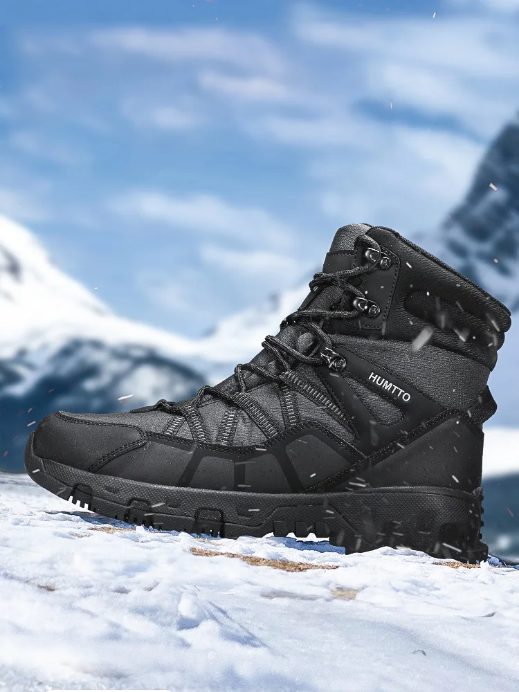 HUMTTO-zapatos de nieve al aire libre para hombre y mujer, botas de esquí cálidas de lana de alta calidad, impermeables, para senderismo, invierno, 2024 - imagen 2